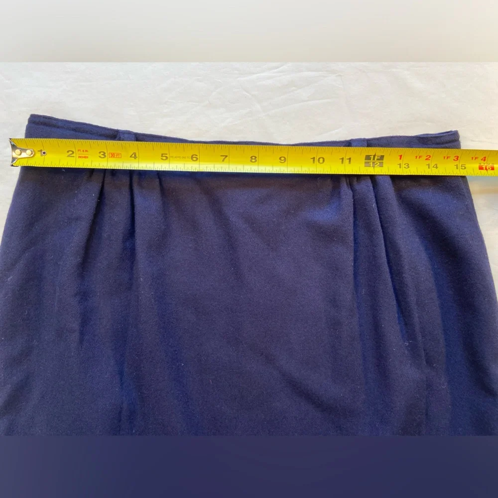 Point‎ of View Midi Blue Wool Skirt, Vintage, Size 14